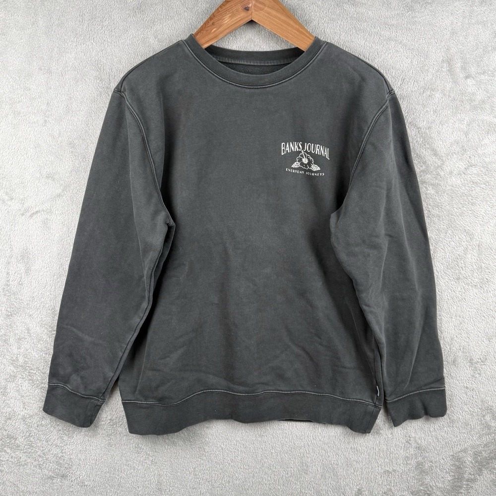 Banks Journal Sweatshirt Womens M Dark Gray Crewneck Pullover Organic Cotton